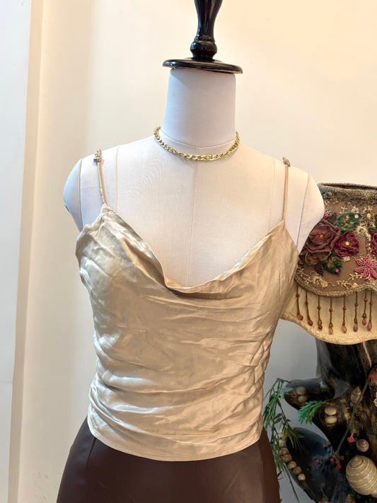 Satin Cowl Neck Top