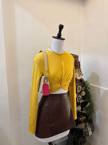 Yellow Ruched Waist Top