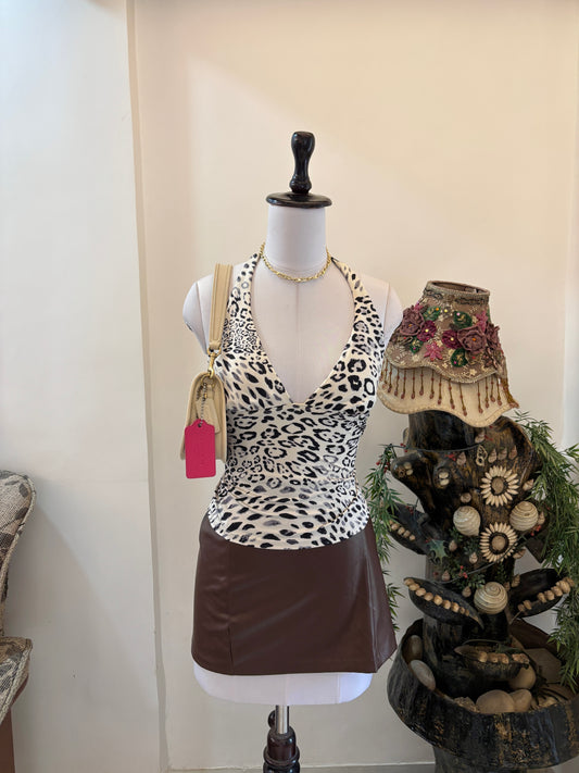 Padded Animal Print Vintage Top