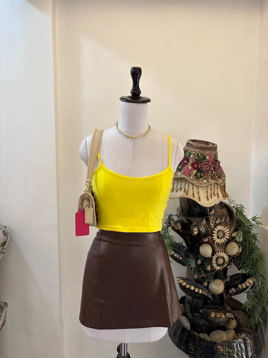 Yellow Cutout Waist Top