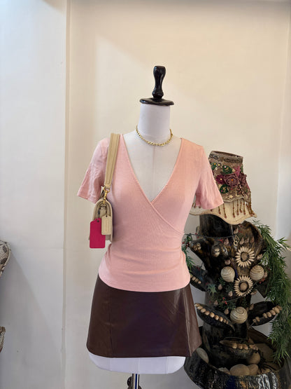 Pink V Neck Top