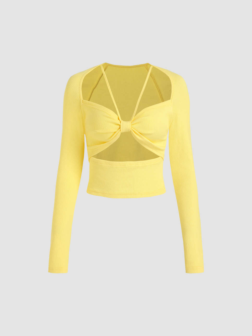 Yellow Bow Cutout Top