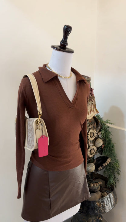 Brown Polo Top