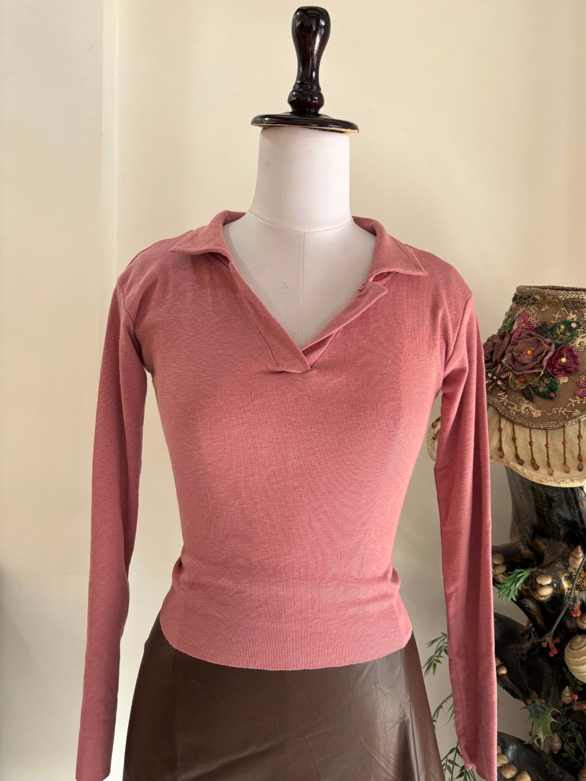 Mauvy Pink Polo Top