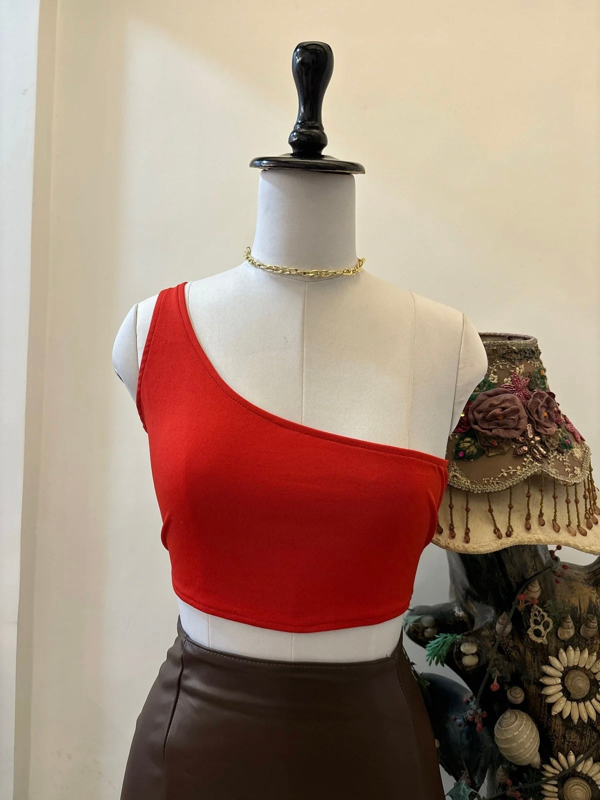 Red One Shoulder Top