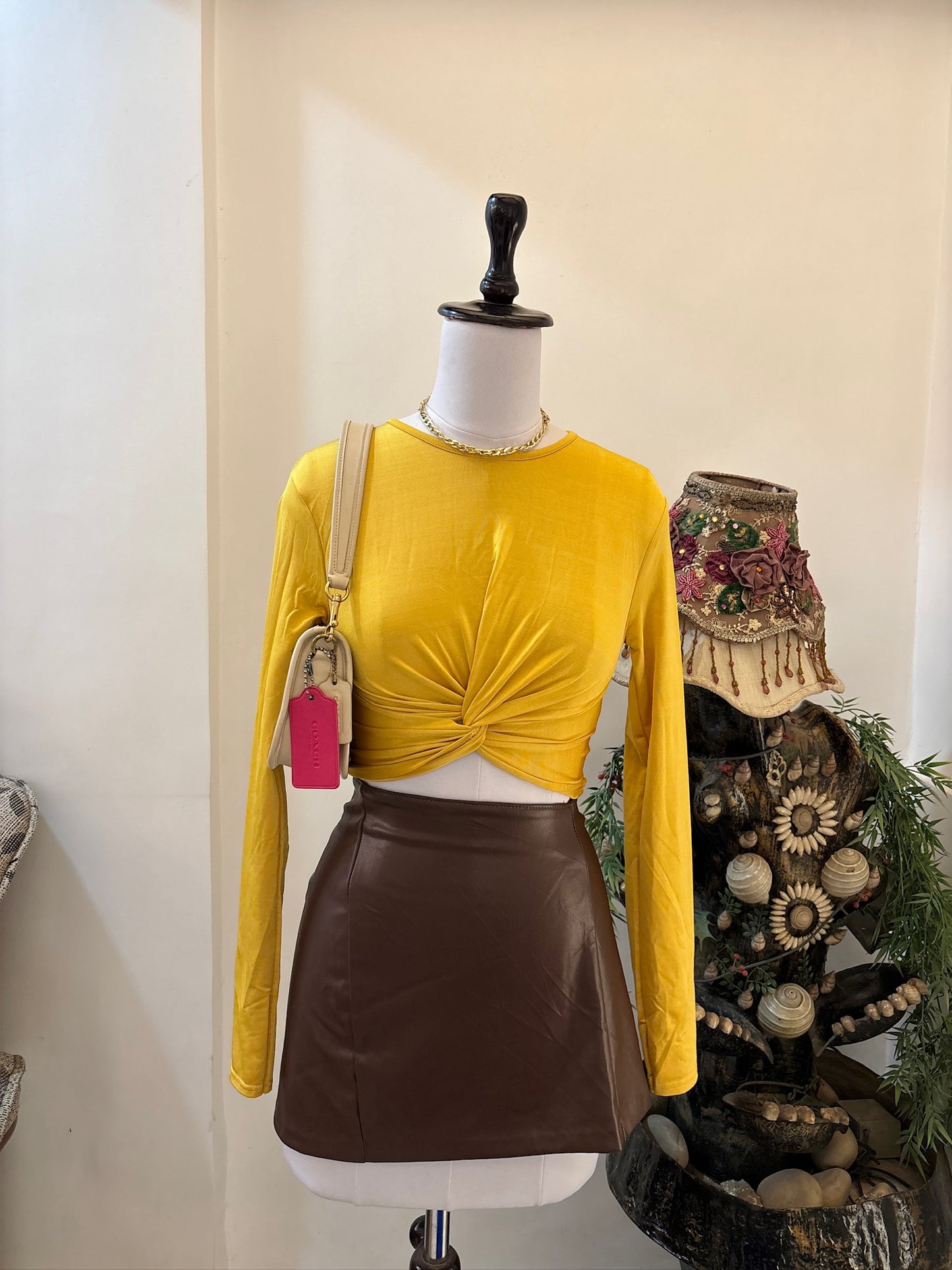 Yellow Ruched Waist Top