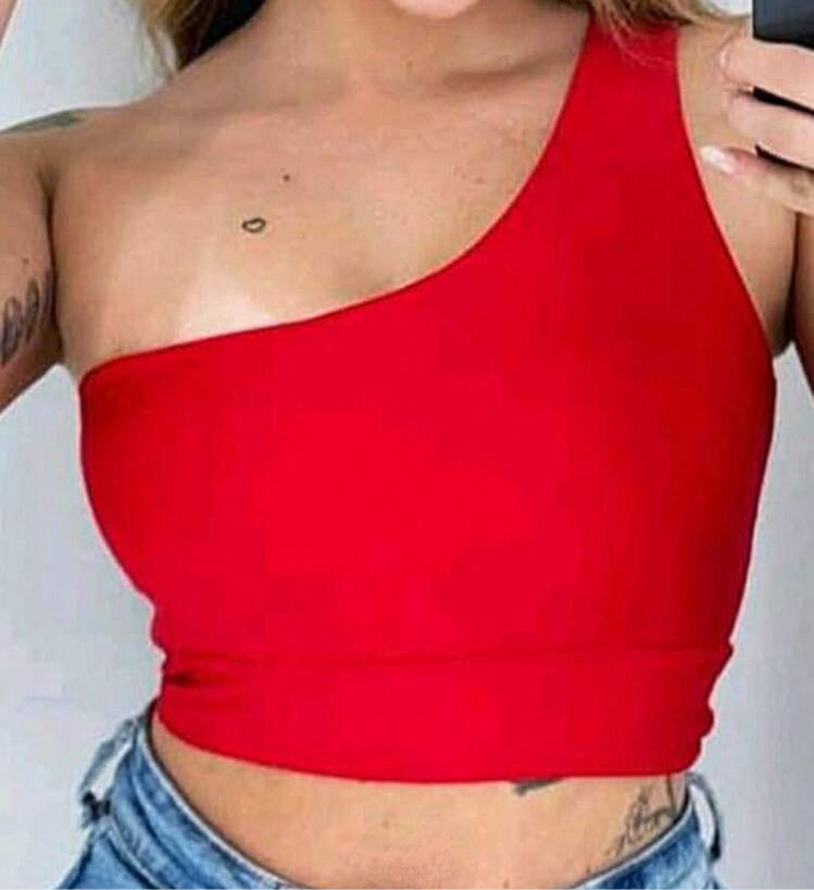 Red One Shoulder Top