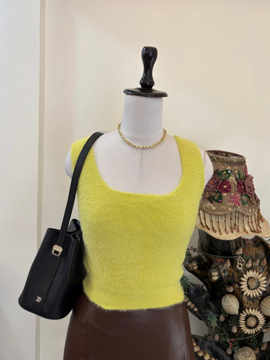 Fuzzy Lime Green Vest