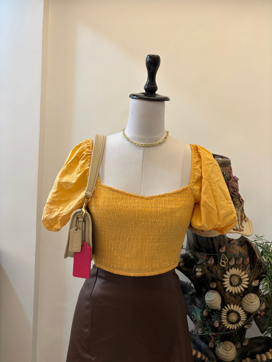 Yellow Puff Sleeves Top