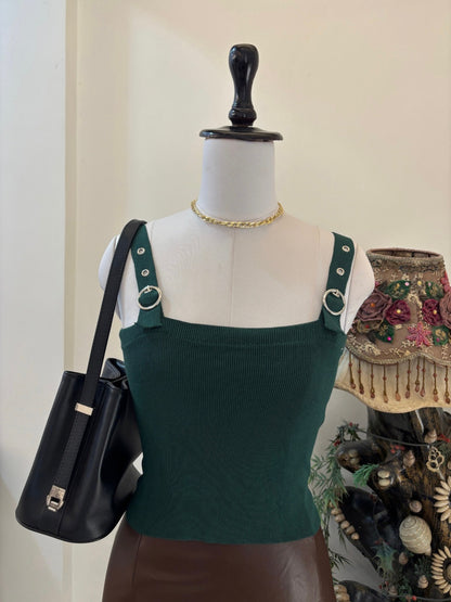 Dark Green Belted Top