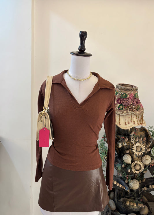 Brown Polo Top