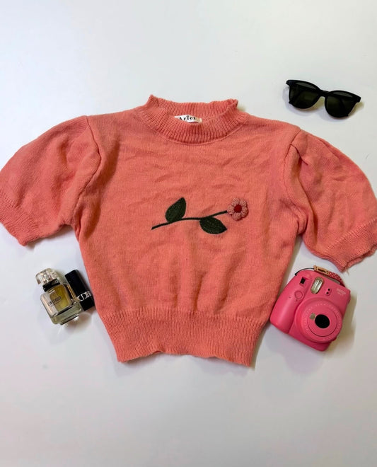 Cute Peach Pink Sweater Top